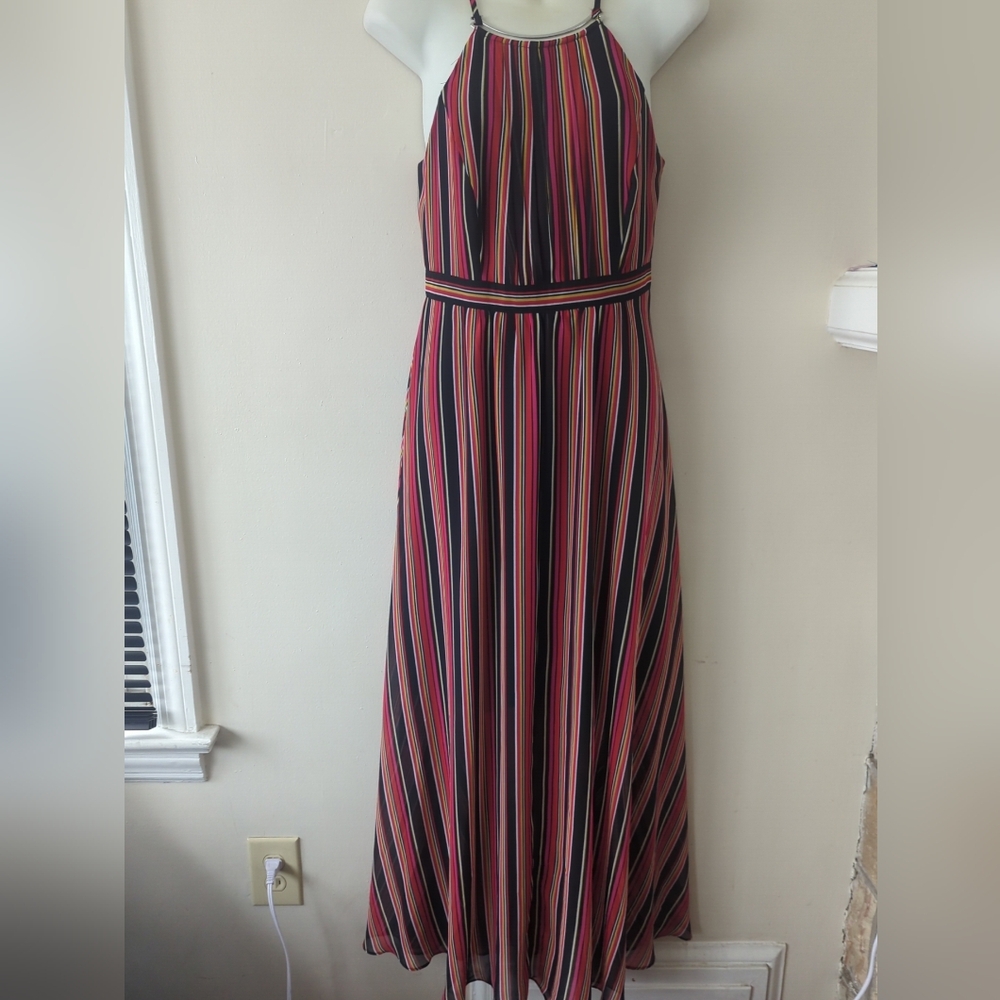 INC International Concepts Multicolor Striped Maxi Dress Sz 2 Whimsical Y2K Long